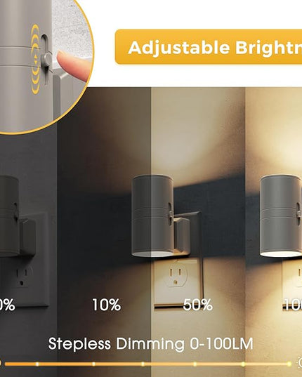 L LOHAS LED Night Light Plug in, 2 Pack, Night Lights Plug into Wall, Light Sensor, Cement Gray Housing, Soft White Nightlight, 3000K 100LM Dimmable Nightlights for Hallway Bedroom Stairway