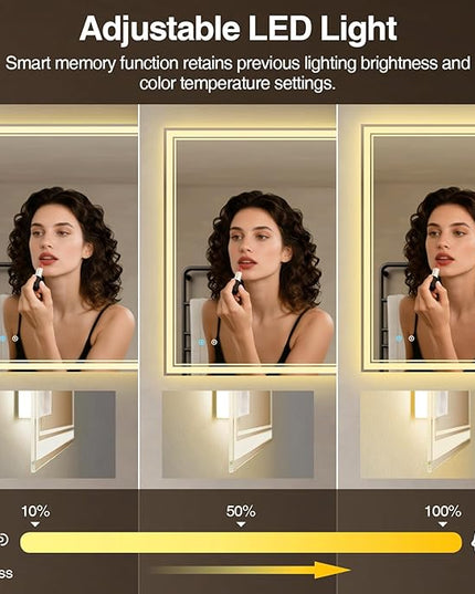 28"x 36" LED Bathroom Mirror with Anti-Fog, Dimmable Backlit + Front Lit, LED Bathroom Vanity Mirror for Wall, Memory Function, Shatter-Proof Glass, ETL Listed(NHYJ7922D)