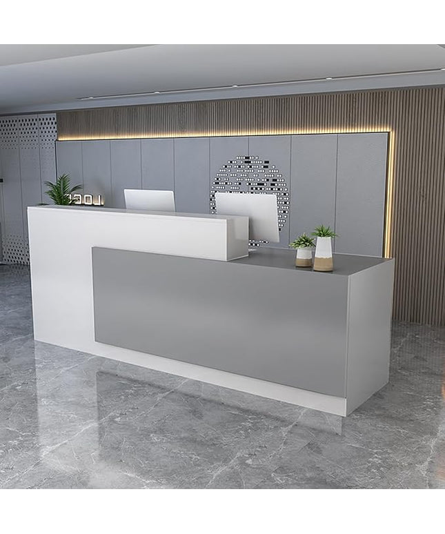 Reception Counter Desk, Front Counter Desk with Lockable Drawers, Modern Retail Counter,Home Office Desk Wooden Computer Desk Reception Table,for Checkout Office/Beauty Salon/Lobby