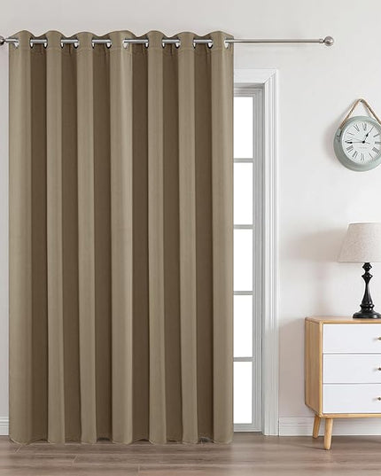 Joydeco Blackout Curtains 108 Inches Long 1 Panel, Thermal Insulated Long Curtains& Drapes 1 Piece, Room Darkening Grommet Drapes for Living Room Bedroom Window (W70 x L108 Inch, Khaki)