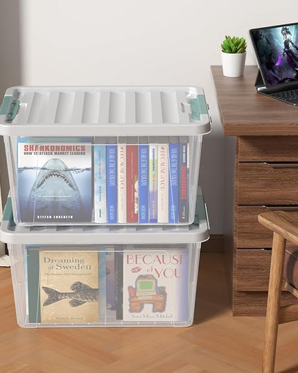 Readsky 36 Quart Plastic Clear Storage Bins with Lids, Large Latch Boxes, 4-Pack