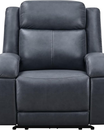 Watson & Whitely Genuine Leather Power Recliner Chairs for Adults, Wall Hugger RV Recliner with Power Headrest & Charging Ports, Electric Recliner Sofa Chair for Living Room, Navy