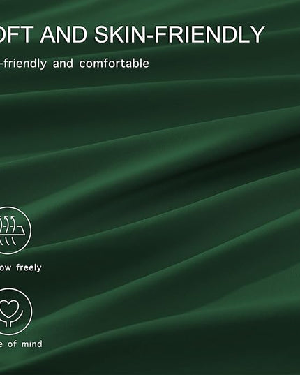 Monbix Queen Comforter Set - 7 Pieces Emerald Green Bed in a Bag Queen Bedding Sets with Comforters, All Seasons Comforter Bed Set with Sheets, Pillowcases & Shams