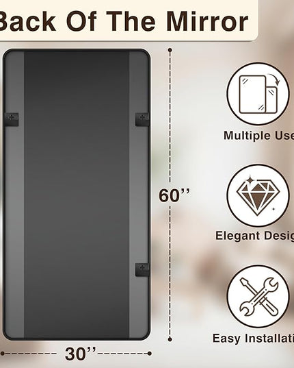 Bathroom Vanity Mirror for Wall, 60"x30" Wall Mounted Bathroom Mirror for Over Sink with Sturdy Metal Frame, Vertical or Horizontal, Living Room, Bedroom, Entryway(Black)