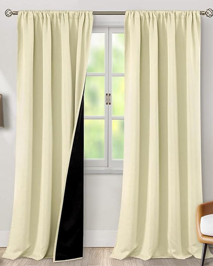 BGment Cream Blackout Curtains for Living Room 95 Inch Long 2 Panels Set, Extra Long Thermal Insulated 100% Room Darkening Curtains, Light Blocking Soundproof Bedroom Window Curtains, 52 Wide