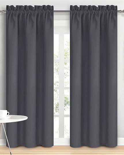 DWCN Blackout Curtains for Bedroom 84 inches Long 2 Panels Set, Solid Thermal Insulated Energy Saving Rod Pocket Window Treatment Curtains Blackout Drapes (W38 x L84 Inch, Dark Grey)