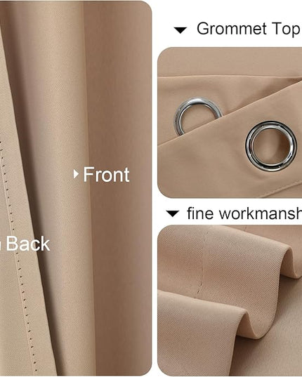 JIUZHEN Blackout Sliding Door Room Divider Curtain, Noise Reducing Window Treatment Drape for Bedroom, Energy Saving Patio Door Curtains (Camel, W100 by L84, 1 Panel)