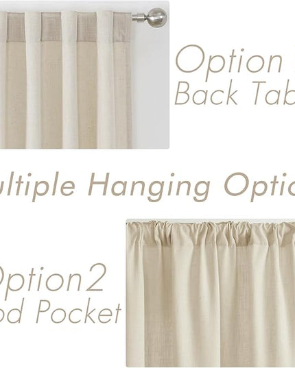 Joydeco Linen Curtains 72 Inch Length 2 Panels Set, Light Filtering Living Room Curtains (W52 x L72 Inch, Pistachio Shell)