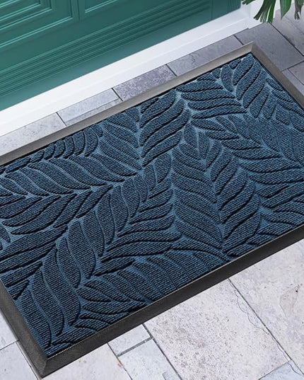 Yimobra Front Door Mat Outdoor Indoor, 29.5x17 All-Season Waterproof Door Mat Outside Entrance, All-Weather Non-Slip Outside Doormat for Garage Patio Entryway, Blue