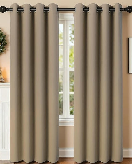 Room Darkening Curtains 95 Inch Length for Bedroom Living Room, Insulated Thermal Grommet Curtain Drapes, Blackout(60-90%,Not 100%) Window Treatment Decor, 2 Panels, 52x95, Taupe