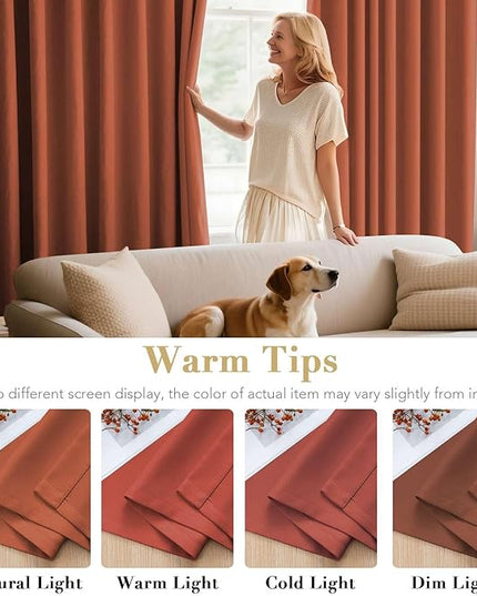 H.VERSAILTEX Thermal Insulated Blackout Window Panels Microfiber Formaldehyde-Free Kids Curtains for Holiday Season Home Decoration,Grommet Top,52 by 96 - Inch - Orange - Set of 2