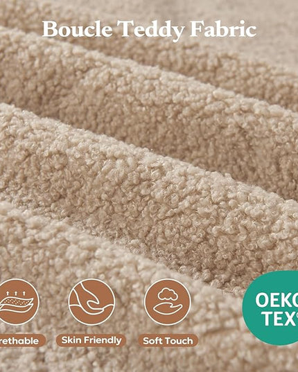 Loveseat Sofa, Cloud Modular Sofa Couch, Upholstered Floor Sofa with Deep Seat, Upholstered Foam Couch for Bedroom Living Room, No Assembly Required (Teddy Boucle, Camel)