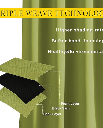 NICETOWN Room Darkening Curtains and Drapes for Window 95" L - Triple Weave Energy Saving Thermal Insulated Solid Grommet Room Darkening Panels for Patio (80" Wide per Panel, 2 Panels, Fresh Green)