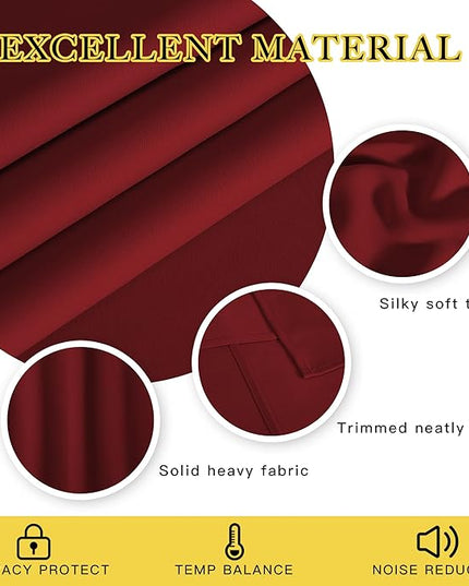 NICETOWN Patio Door Curtain Sound Blocking, Bedroom Privacy Room Divider Curtain, Thermal Insulated Blackout Closet Sliding Door Shade (1 Panel, 100" Wide x 120" Long, Burgundy Red)