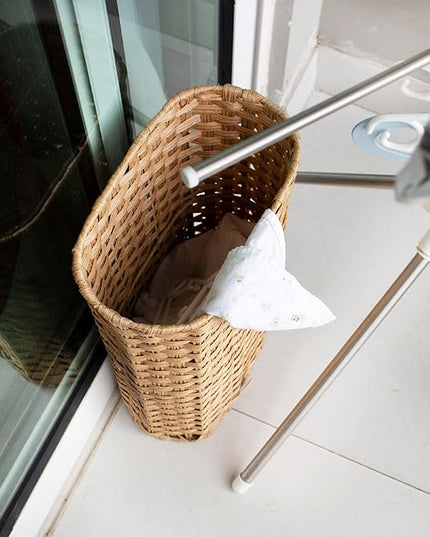 PEMAR Wicker Umbrella Holder, Hand Woven Umbrella Stand Basket Decorative Cane Holder Rack for Home, Entryway Multipurpose Narrow Tall Basket (Natural)