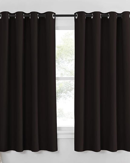 NICETOWN Blackout Curtain Panel 63 inch Long for Window - Thermal Insulated Solid Grommet Blackout Drape for Bedroom Living Room Kitchen (Single Panel, 52W x 63L, Brown)