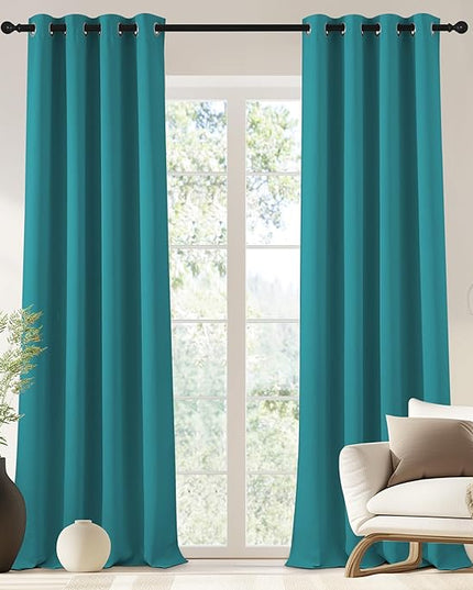 NICETOWN Blackout Drapery Curtain Panel 90 inches Long - Window Treatment Thermal Insulated Grommet Blackout Curtain/Drape for Bedroom Living Room (Peacock Teal, 1 Panel, 46 by 90 inches)