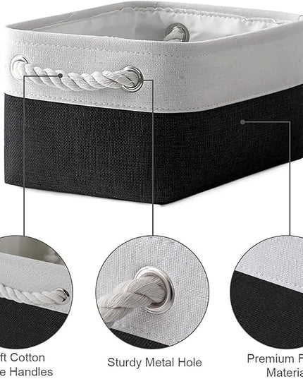 TheWarmHome Storage Bins for Shelves - 6 Pack 11.8x7.8x5.2 inch Collapsible Storage Cubes, Basket for Gifts Empty Closet Organizing Dog Toy Box (White & Black)