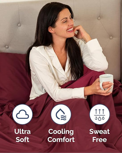 Cal King Size 4 Piece Sheet Set - Comfy Breathable & Cooling Bed Sheets Set - Hotel Luxury Bedding for Women, Men, Kids, Teens, Boys & Girls - Deep Pockets, Soft, Wrinkle Free - Oeko-Tex - Burgundy