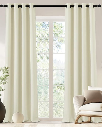 NICETOWN Blackout Drapery Curtain Panel 90 inches Long - Window Treatment Thermal Insulated Grommet Blackout Curtain/Drape for Bedroom Living Room (Beige, 1 Panel, 46 by 90 inches)