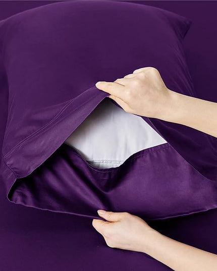 Bedsure Cooling Sheets Twin, Rayon Derived from Bamboo, Breathable & Soft Twin Sheets Set, Deep Pocket Up to 16 Inches, Hotel Luxury Silky Bedding for Hot Sleepers, Plum