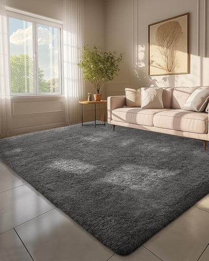 Ophanie 6x9 Area Rugs, Upgrade Non-Slip Fluffy Soft Rugs for Living Room, Large Shag Grey Fuzzy Plush Rug, Gray Shaggy Big Carpets for Bedroom, Kids Boys Girls Dorm Nursery Home Decor Aesthetic