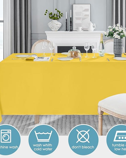 VidaFete Tablecloth 10 Pack 90 * 156inch Rectangle Table Cloth Polyester, Stain Wrinkle Resistant Polyester Dining Table Cover for Kitchen Dinning Party Wedding Rectangular Buffet Decoration(Yellow)