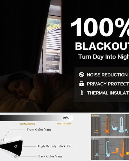 YZ HOME White Linen 63 Inch Length Pinch Pleated Blackout Curtains 2 Pages Back Tab Drapes Elegant 100% Black Out Short Room Darkening Pinch Pleat Curtains with Hooks for Small Window Bedroom
