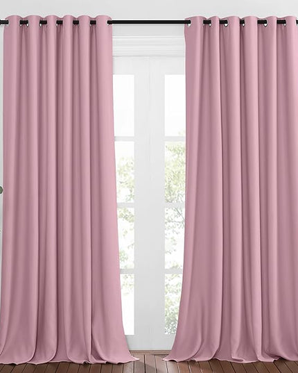 NICETOWN Room Darkening Grommet Curtain Panels - Living Room Curtains Thermal Insulated Window Treatments Privacy Draperies for Patio (W80 x L108, Crystal Pink, 1 Pair)