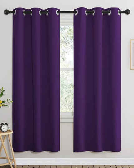 NICETOWN Room Darkening Curtains for Nursery, Grommet Thermal Insulated Light Blocking Window Treatments Sound Reducing for Bedroom, W37 x L72, 2 Panels, Royal Purple