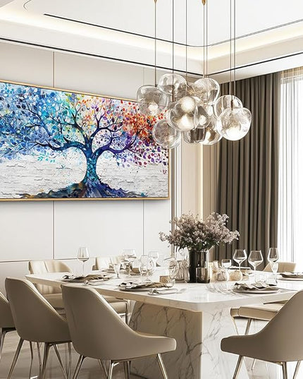 ERQINHUA Canvas Wall Art For Living Room Wall Decorations For Bedroom Modern Restaurant Office Home Decor Colorful Wall Painting Tree Abstract Printing Canvas Pictures Posters 24x48 In Wood Framed