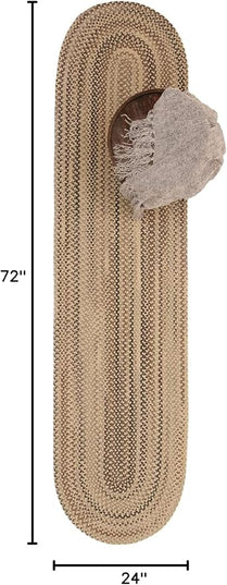 Capel American Heritage Pewter 2' 0" X 6' 0" Runner Oval Braided Rug
