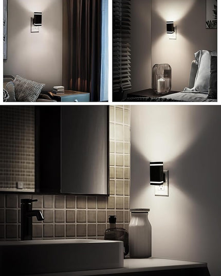 DORESshop Bright LED Night Light Plug in [2 Pack], Night Lights Plug into Wall with Dusk-to-Dawn Sensor, 0-100lm Dimmable Nightlights with Light Sensor for Adults, Hallway, Bedroom, Stairway