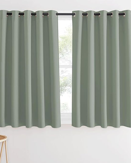 NICETOWN Blackout Sage Green Curtain 54 inches Long, Grommet Thermal Insulated Room Darkening Window Treatment Light Blocking for Kids Room/Bedroom, W66 x L54, 1 Panel