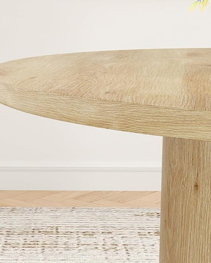 Farini 43" Round Dining Table for 4-6 with Storage Space,Modern Kitchen Room Table with Wood Top & Sturdy Metal Base,Natural