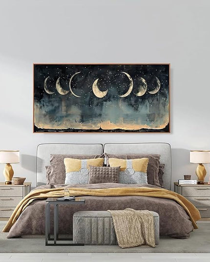 ILLBDR Framed Large Wall art Moon Wall art Nature Landscape Painting Decor Dark Academia Rustic Farmhouse Aesthetics for Bedroom Living Room Office 20"x40"
