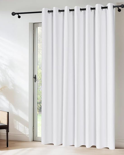 NICETOWN 100% Blackout Curtains & Drapes - Total Privacy Thermal Efficiency Backdrop for Bedroom Room Divider Vertical Blind Living Room Patio Sliding Glass Door, Wide 100 x Long 84 inch, Pure White