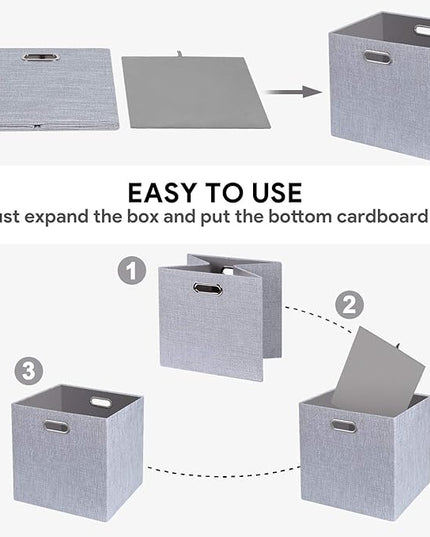 11 Inch Cube Storage Bins for Organization, Fabric Storage Cubes Closet Storage Bins for Cube Organizer, Thick and Heavy Duty Storage Baskets for Shelves, 4pcs, Sliver Grey