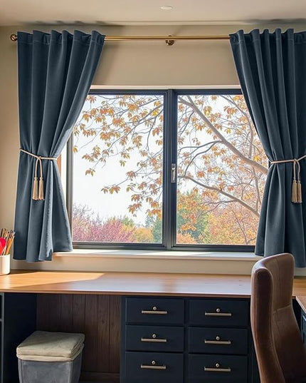 Lazzzy Velvet Blackout Curtains Thermal Insulated Room Window Drapes Super Soft Luxury Curtains for Living Room Bedroom Rod Pocket 2 Panels, Dark Slate, 52" W x 63" L