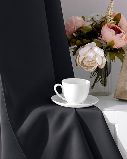 HOMEIDEAS Grey Blackout Curtains 42 X 84 Inch Long Set of 2 Panels Room Darkening Bedroom Curtains, Thermal Grommet Light Blocking Window Curtains for Living Room