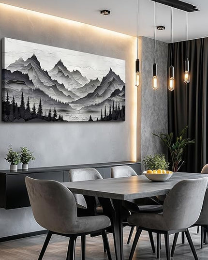 ZUITINGHUA Canvas Wall Art For Living Room Wall Decor For Bedroom Office Wall Decoration Black Mountains Landscape Painting Farmhouse Pictures Artwork Room Aesthetic Home Decor 20x40 In