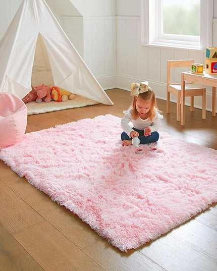 Ophanie 3x5 Pink Rug, Bedside Preppy Dorm Area Rug, College Essentials Non Slip Small Carpets for Bedroom, Anti Slip Fluffy Living Room Rugs Home Decor Aesthetic, Nursery