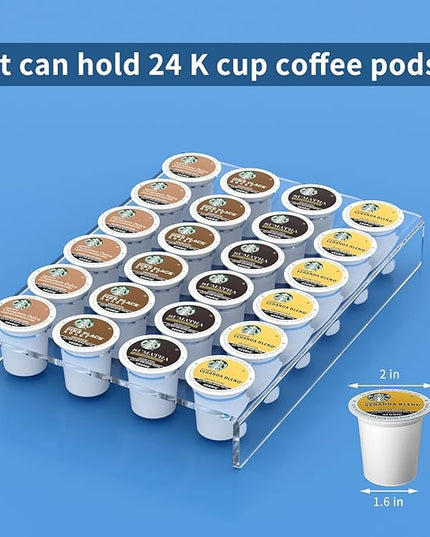 AITEE Acrylic K Cup Drawer Organizer, Clear K Cup Organizer Tray for Drawer or Countertop Storage, Hold 24 Coffee Capsules,K Cup Coffee Pod Holder for Office and Kitchen K Cup Storage (9.6x13.2Inches)