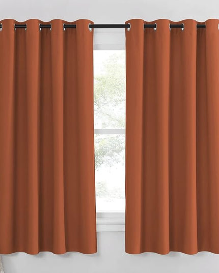 NICETOWN Blackout Burnt Orange Curtain for Bedroom 63 inch Length - Grommet Top Room Darkening Sound Reduction Privacy Thermal Drape for Nursery/Living Room, W52 x L63, 1 Panel