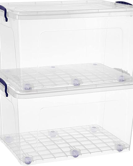 Superio Storage Bins with Lids, Clear Plastic Containers for Organizing, Stackable Totes, BPA Free, Odor Free, Organizer Boxes for Home, and Dorm (2 Pack, 44 Quart)