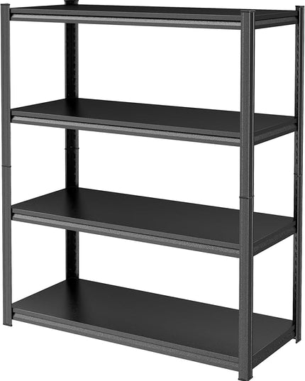 54" H Storage Shelves Heavy Duty 2000LBS Garage Shelving 4-Tier Storage Rack Adjustable Shelf for Basement, Warehouse, Pantry, Closet, Kitchen 54" H x 39.4" W x 15.8" D, Black