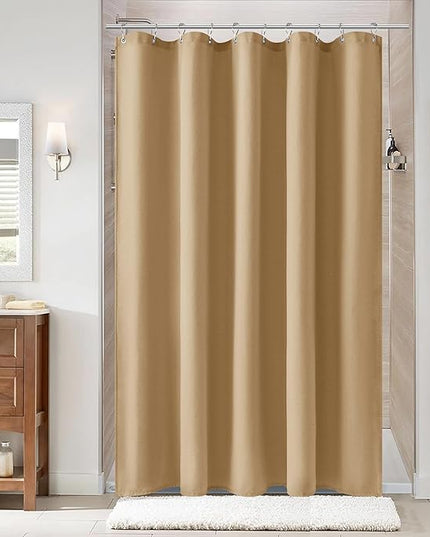 Naturoom Gold Yellow 54 Inch Shower Curtain - Stall Narrow Half Linen Ultra Thick Fabric Shower Curtain Set with Hooks, Boho Farmhouse Rustic RV Camper Bath Curtains for Bathroom, 54x78