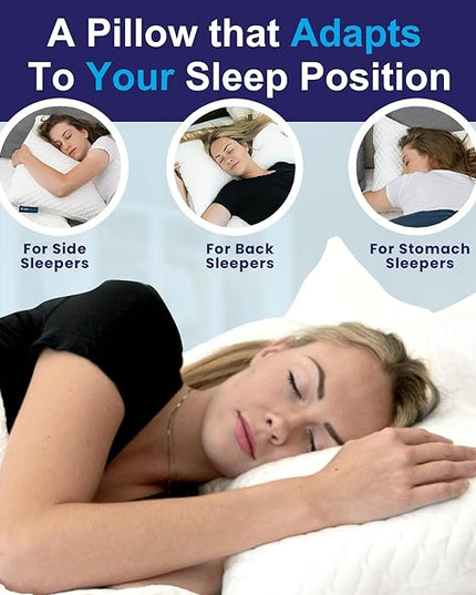 Sidney Sleep Set of 2 Queen Size Adjustable Bed Pillows for Side and Back Sleepers - Memory Foam Pillows for Neck and Shoulder Support - Customizable Loft - Extra Foam Included (Magenta)
