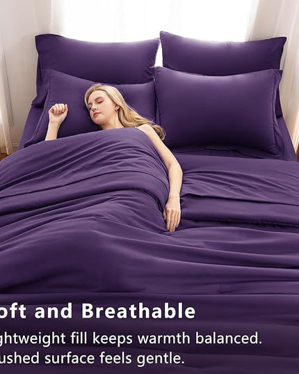 CozyLux Full Size Comforter Set Purple, 7 Pieces Bed in a Bag Full Comforter Set with Sheets, Soft Bedding Set with Down Alternative Comforter, Fitted Sheets, Flat Sheets, Pillow Shams and Pillowcases