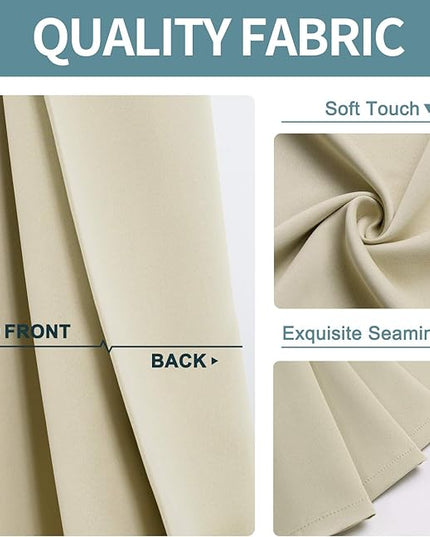 ChrisDowa Blackout Curtains 78 inches Long for Bedroom - 2 Panels Set Grommet Thermal Insulated Room Darkening Curtains for Living Room (Beige, 42 x 78 Inch)